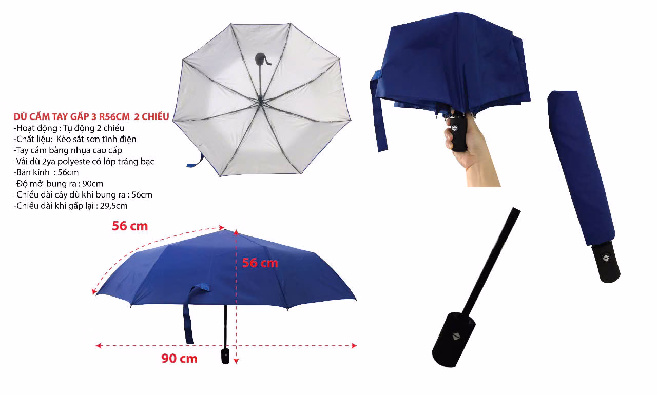 Dù gấp 3 2 chiều R53CM chống nắng mưa tiện lợi