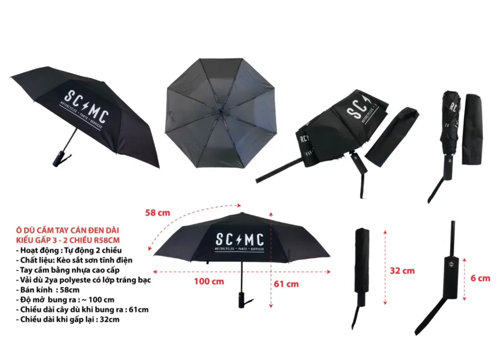 Ô dù cầm tay nhỏ gọn in logo SCMC