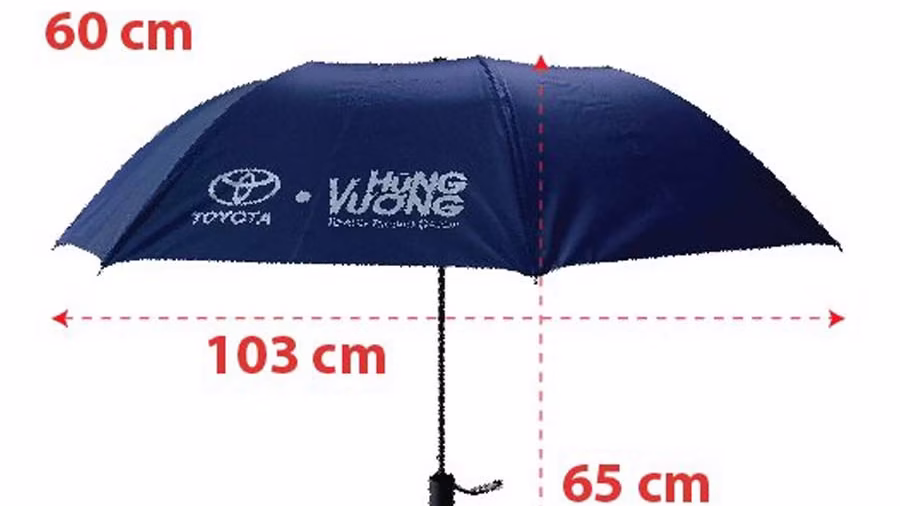 Ô dù cầm tay kiểu gấp 2 R60 in logo TOYOTA HÙNG VƯƠNG quà tặng doanh nghiệp