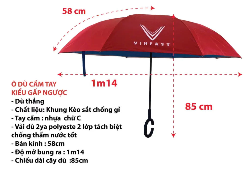 Dù ngược in logo Vinfast
