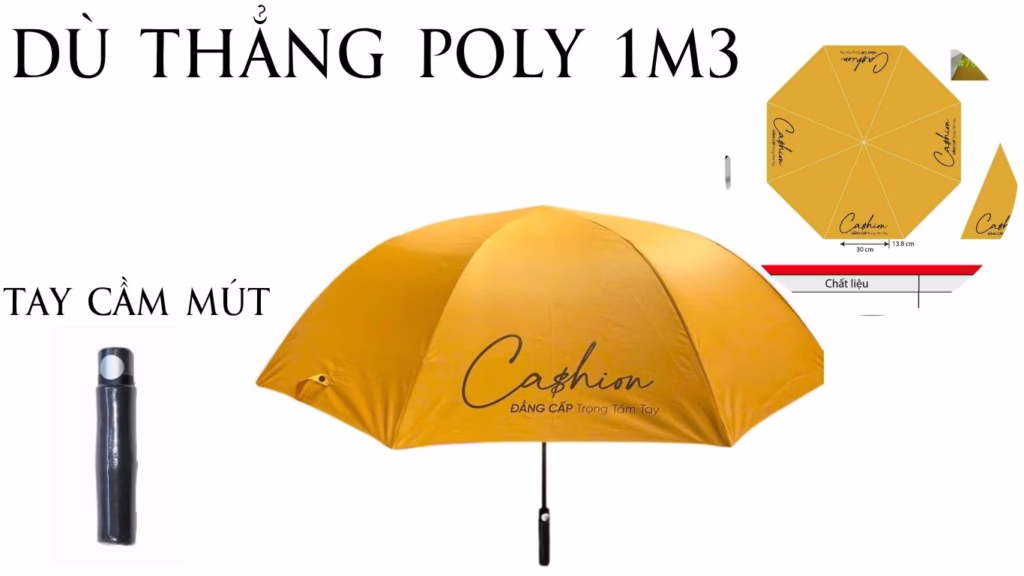 Dù 1m3 Cầm Tay Kèo Poly R75cm – Siêu Bền, Chống UV, Nhận In Logo