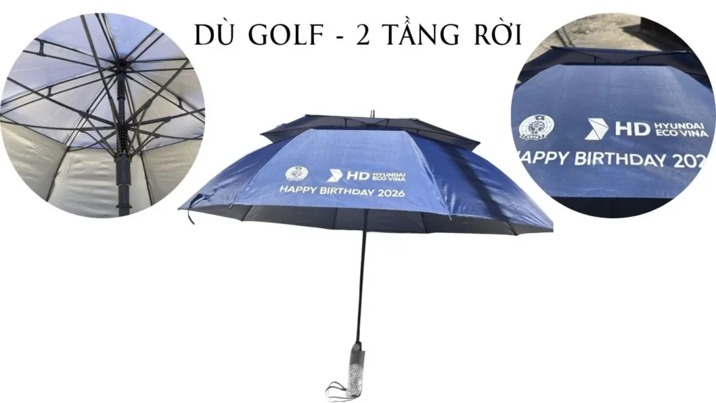 dù golf cán thẳng 2 tầng rời