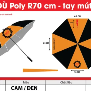 DÙ THẲNG KÈO POLY R70cm