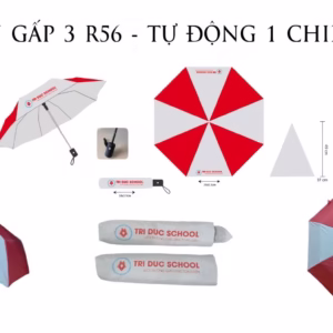 DÙ CẦM TAY Gấp 3 1 chiều in logo trí đức