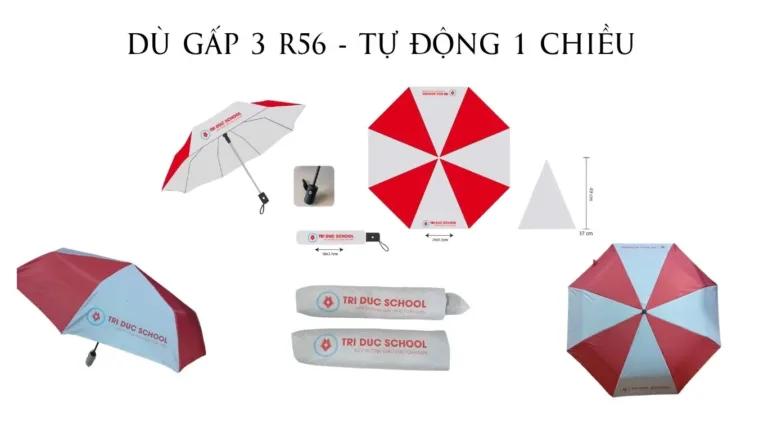 Dù cầm tay gấp 3 r56cm in logo theo yêu cầu