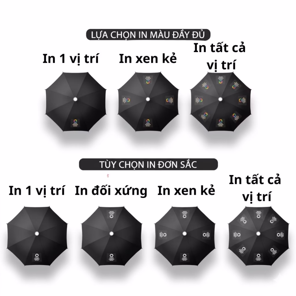 Vị Trí In Logo Lên Dù Cầm Tay
