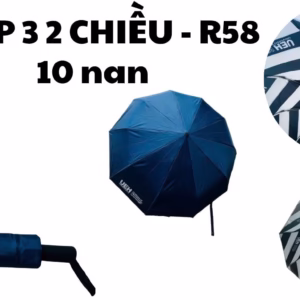 ô Dù gấp 3 tự động 2 chiều 10 nan in logo