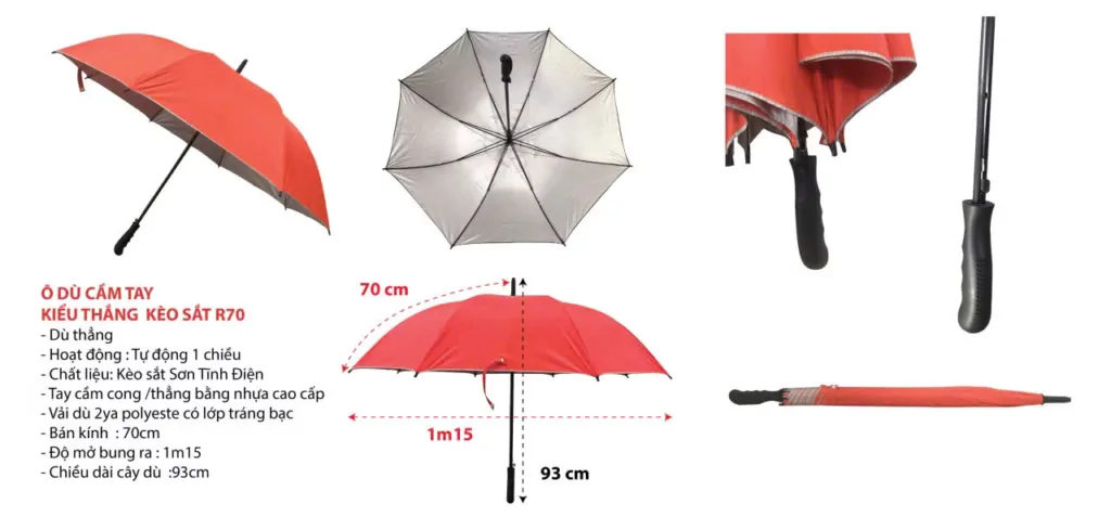 Dù thẳng r70 màu cam