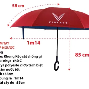 Dù gấp ngược in logo tay cầm chữ C bán kính 58cm